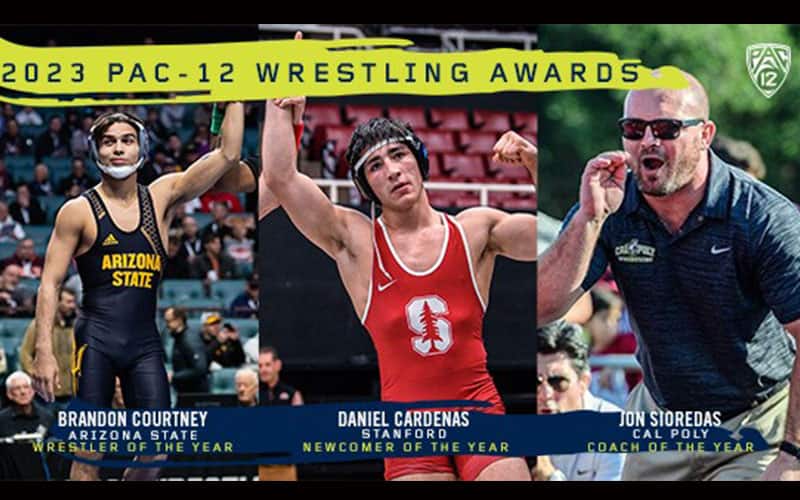 USA Wrestling Pac12 Award winners Courtney (top wrestler), Cardenas